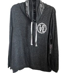 Feathers Soft Gray Heather LOVE Pullover - 1X